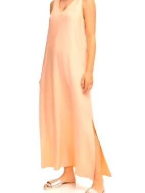 Dkny Peach Linen Maxi Dress